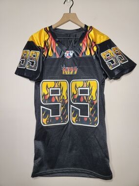 RARE Vintage Y2K LA KISS Gene Simmons #99 AFL Football Jersey - Grunge Glam Rock